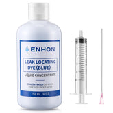 Enhon pool leak detection dye kit bottle with blue dye clearly showing leaks.