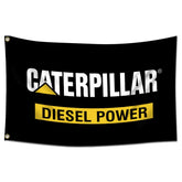ENMOON Cat Diesel Power flag closeup weave shows durable polyester for long-lasting display