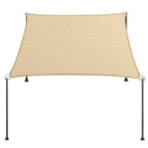 ENOCHZANG 5x8 beige straight-edge sun shade sail for patio, breathable UV protection.