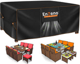 Enzeno patio cover with waterproof seams protecting outdoor furniture from rain