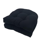 Eoieov outdoor chair cushions on wicker chair, 18.5x18.5 inches, waterproof and non-slip.