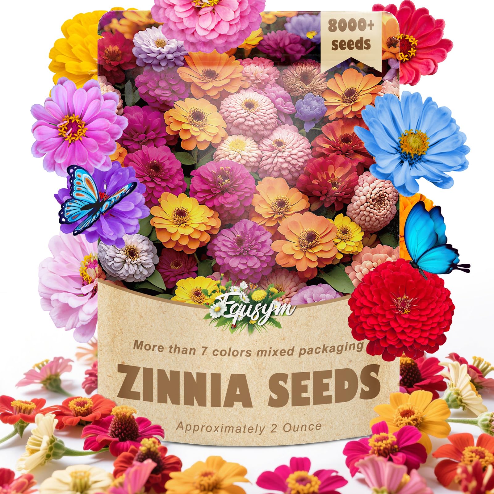 EquSym zinnia seeds 8000-plus collection for vibrant color displays