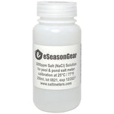 eSeasonGear 3000ppm salt calibration solution bottle for accurate pool meter readings.