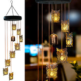 esgarden owl wind chimes outdoor led lighting enhances patio ambience at night