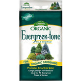 Espoma Evergreen-Tone 4-3-4 bag for organic evergreen feeding promoting healthy growth.