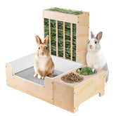 Essenhome extra-large 3-in-1 rabbit litter box with hay feeder for flexible placement.