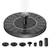Estefanlo solar fountain pump with six nozzles creating varied water displays.