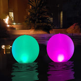 Esuper floating pool lights under sun glow with color-changing LEDs.