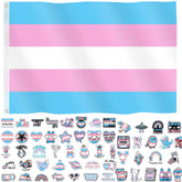 ETHOON Trans Pride Flag 3x5ft fluttering outdoors for parades and events.