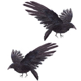 Etistta 2-pack realistic crows for outdoor display enhance Halloween ambience.
