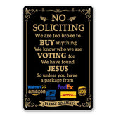 EudaBlos funny no soliciting sign on the front door, durable aluminum for outdoor use.