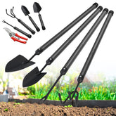 EUIJOIP Garden Tool Set with extended long handle for easier planting and weeding.