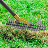 EUIJOIP Thatch Rake with 51-inch wide head for quick lawn debris removal