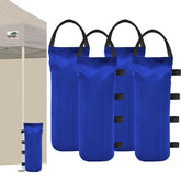 Eurmax pop-up gazebo weight bag setup securing a blue canopy outdoors.