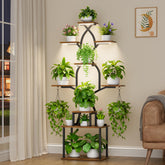 EVAWOO plant stand with grow lights front view, space-saving corner setup.