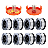 Eventronic AF100 weed eater spools in an eight-pack for quick replacement
