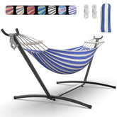 Everyfun double hammock with steel stand setup for easy backyard relaxation
