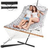 Everyfun two-person hammock with stand for sturdy outdoor lounging.
