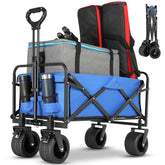 EVLIQUIL collapsible beach wagon folds for compact storage and transport.