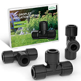 EVOULTES quick-connect 1/4 inch tee for fast, tool-free irrigation setup.