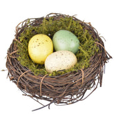 EXCEART rattan birds nest with eggs for charming garden decor.