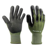 Exprosiflux gloves in olive green highlight the protective TPE-coated palm.