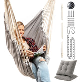 EXTIRIO hanging hammock chair footrest offers full-body comfort anywhere