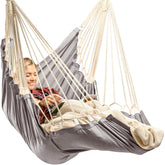 EXTIRIO Hanging Hammock Chair front view highlights spacious full-body support for indoor or outdoor lounging