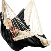 EXTIRIO Hanging Hammock Chair setup demonstrates quick installation for indoor and outdoor use.
