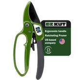 EZ Kut heavy-duty pruning shears green blade close-up for precise cuts on thick branches