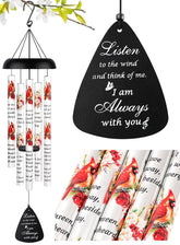 Fabuday memorial wind chimes with cardinal graphics on tubes evoke comforting memories