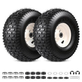 FAHKNS 15x6-6 lawn mower tire side view with durable tubeless design for stable mowing.