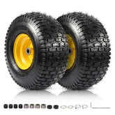 FAHKNS 2-pack 15x6-6 tire side view for mower stability on uneven terrain