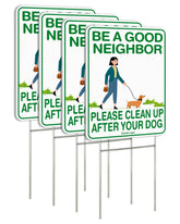 Faittoo Clean Up After Your Dog sign, front view, encourages neighbors to pick up after pets.