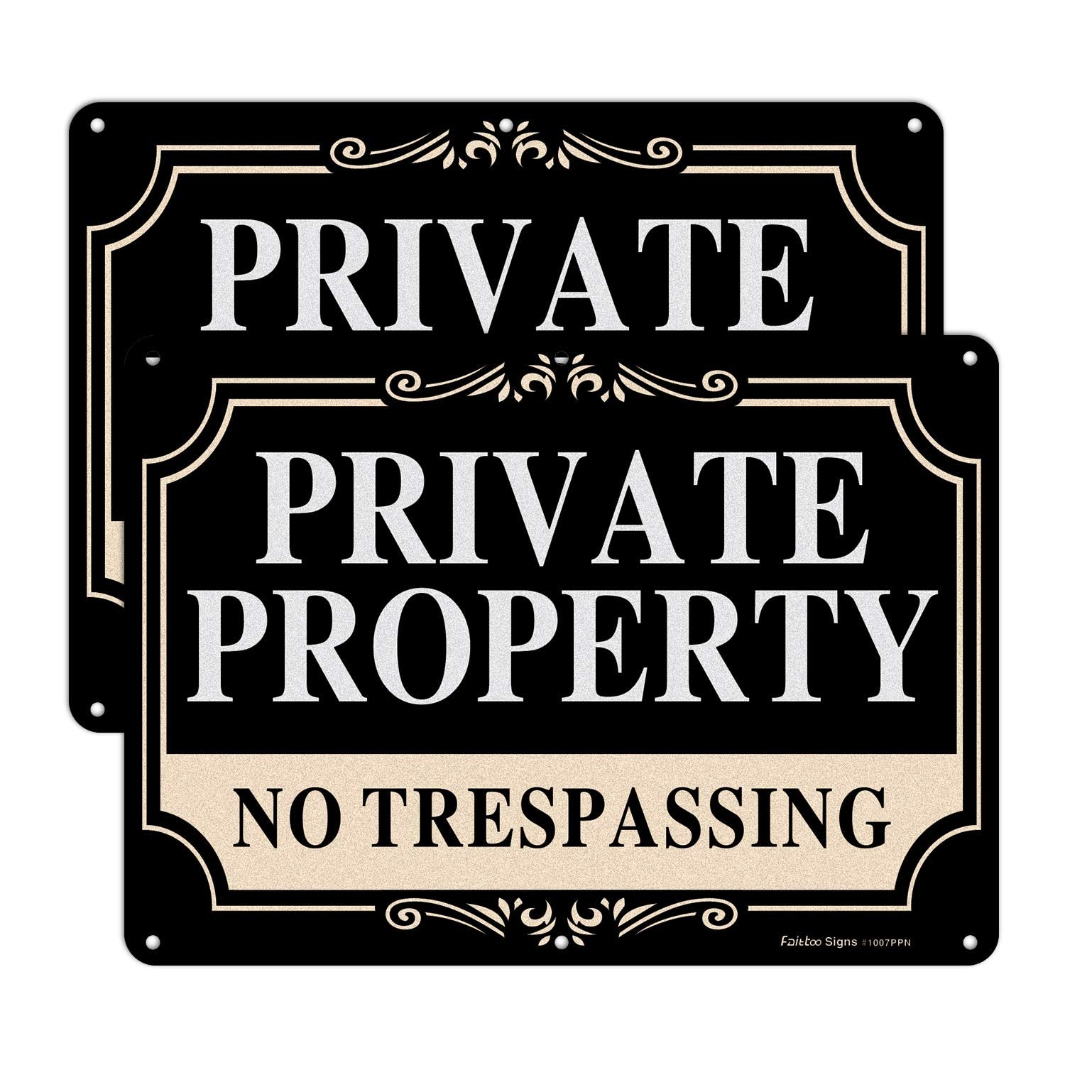 Faittoo no trespassing sign private property 10x7 inch aluminum deters unauthorized entry.