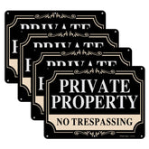 Faittoo no trespassing sign on private property with reflective finish for nighttime visibility.