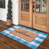 Fallovea Spring Welcome Doormat showcases coco coir texture for dirt removal.