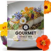 Family Sown Gourmet Edible Mix seeds pack close-up, ideal for a vibrant, flavor-packed patio garden.