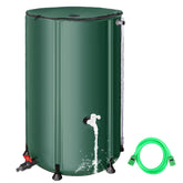 FAMIROSA 100-gallon rain barrel folded for space-saving storage and rain capture.