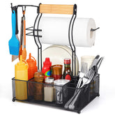 FANGSUN Grill Caddy with paper towel holder keeps condiments organized outdoors.