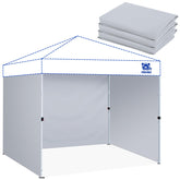 Fanpat instant canopy sidewall front view for shade and rain protection.