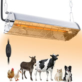 Fanspex 600W hanging heater over a coop delivering quick warmth to poultry