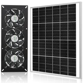Fanspex solar 3-fan kit with panel and fans boosting outdoor airflow