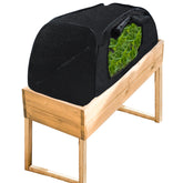 Fantang Pop Up Sun Shade guard cover shields a raised bed from harsh sun.