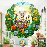 FANTAART Easter Bunny wind spinner assembly with 3D eggs catching sunlight