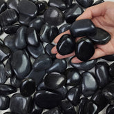 FANTIAN 10 lbs black pebbles for outdoor landscaping highlight 1-2 inch stones and color depth