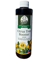 Farmer's Secret Citrus Tree Booster bottle promoting outdoor growth