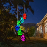 fasohere paw print solar wind chimes glow at night for garden ambiance