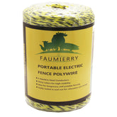 FAUMIERRY polywire spool in yellow and black for portable fencing.