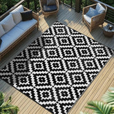 Favoyard 5x8ft waterproof outdoor rug on patio for easy cleanup